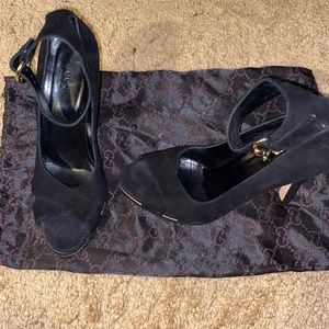 Gucci Suede Open Toe Heals